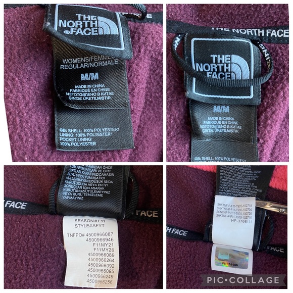 The North Face Women’s Full Zip Fleece Jacket Coat Size Medium Eggplant and Pink - Picture 15 of 17